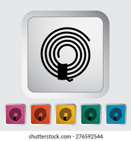 Rope. Single flat icon on the button. Vector illustration.