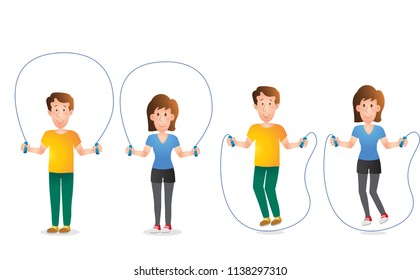 Rope skipping family vector