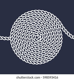 Rope spiral seamless pattern. Yacht style design. String textured background. Template for prints, wrapping paper, fabrics, covers, flyers, banners, posters and placards. Vector illustration. 