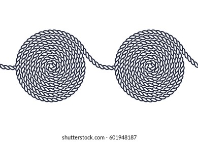Rope spiral seamless pattern. Yacht style design. String textured background. Template for prints, wrapping paper, fabrics, covers, flyers, banners, posters and placards. Vector illustration. 