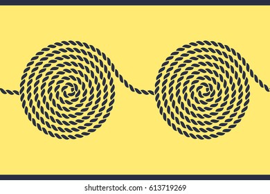 Rope spiral seamless pattern. Yacht style design. String textured background. Template for prints, wrapping paper, fabrics, covers, flyers, banners, posters and placards. Vector illustration. 