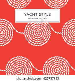 Rope spiral seamless pattern. Yacht style design. String textured background. Template for prints, wrapping paper, fabrics, covers, flyers, banners, posters and placards. Vector illustration. 