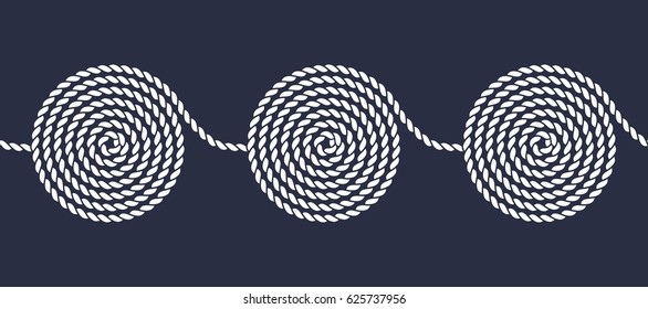 Rope spiral seamless pattern. Yacht style design. String textured background. Template for prints, wrapping paper, fabrics, covers, flyers, banners, posters and placards. Vector illustration. 