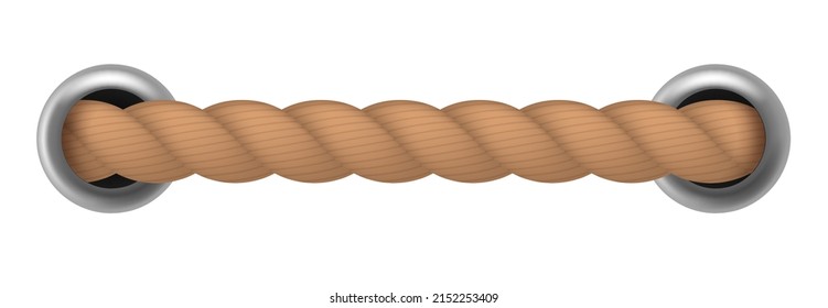 Rope stitch. Brown marine cord. Nautical element