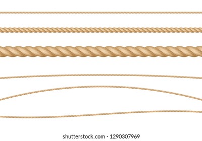 Rope String Natural Realistic Vector Illustration Set