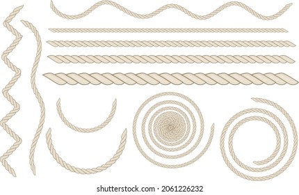 Rope, string,code, rope texture illustration set