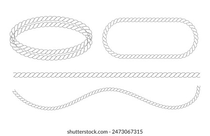 Rope, string,code, rope texture illustration set