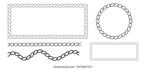 Rope, string,code, rope texture illustration set