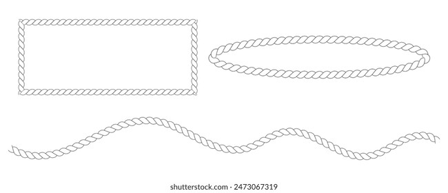 Rope, string,code, rope texture illustration set