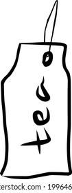 rope tag with tea lettering vector isolated black white