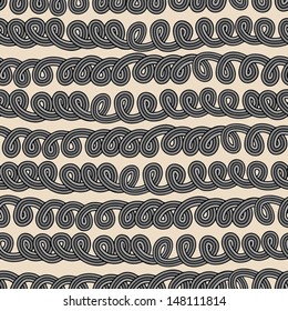 Rope tangled knots-bundle seamless abstract pattern 
