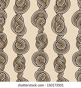 Rope tangled knots-bundle seamless abstract pattern 