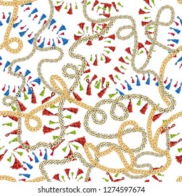 rope tassel chain gold pattern
