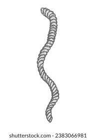 Rope, rope, thread, weave, grunge, nautical, dotwork style sketch, black and white vector illustration isolated, tattoo sticker, print
