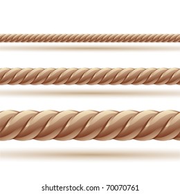 Rope in three sizes. Seamless vector.Clip art illustration