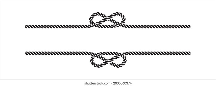 Rope tie banner form vector design. Rope lace line vector. Pretty rope knot form. With space bar for writing text.