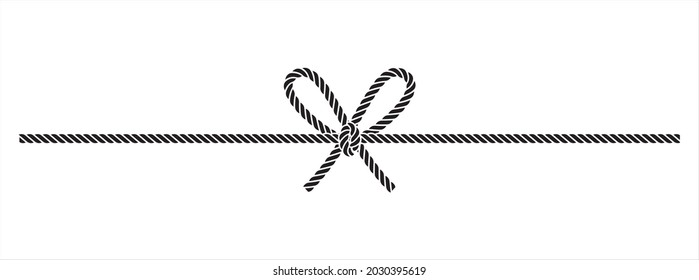 Rope tie vector illustration. Rope lace line vector.