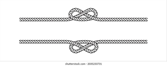Rope tie vector illustration. Rope lace line vector.