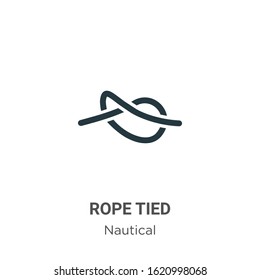 Rope tied glyph icon vector on white background. Flat vector rope tied icon symbol sign from modern nautical collection for mobile concept and web apps design.