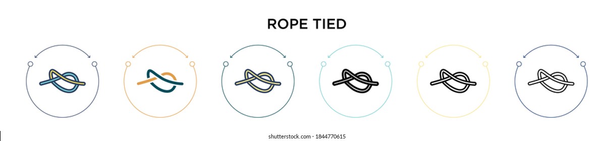 Rope tied icon in filled, thin line, outline and stroke style. Vector illustration of two colored and black rope tied vector icons designs can be used for mobile, ui, web