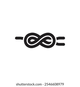 Rope tied into a figure eight knot icon - on white background