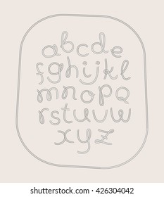 Rope vector alphabet from A to Z. White font isolated on cream