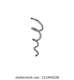 Dibujo aislado de doodle blanco negro vectorial de cuerda.