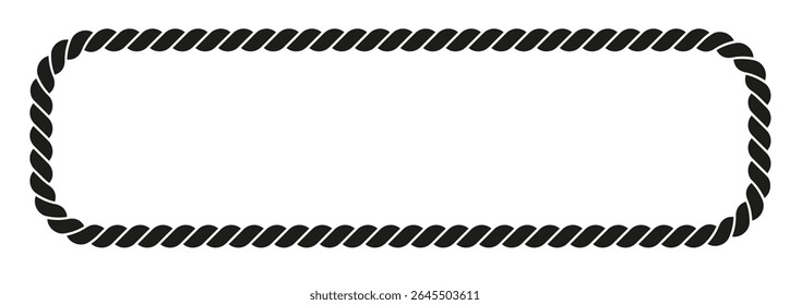 Rope vector border with rope knots. Vector frame isolated on transparent background