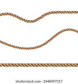 Rope vector brush set. White background