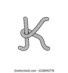 Rope Vector Logo Letter K. K Letter Design Vector