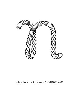 Rope Vector Logo Letter N. N Letter Design Vector