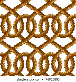 Rope vector seamless pattern on white background