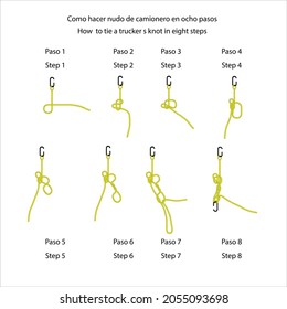 Rope vector trucker s knot How to tie a trucker s knot in eight steps