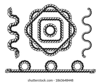 Plantilla de pincel de patrón vintage en colores blanco y negro ilustraciones vectoriales aisladas