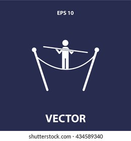 rope walker icon. tightrope sign