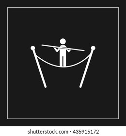 rope walker icon. tightrope sign