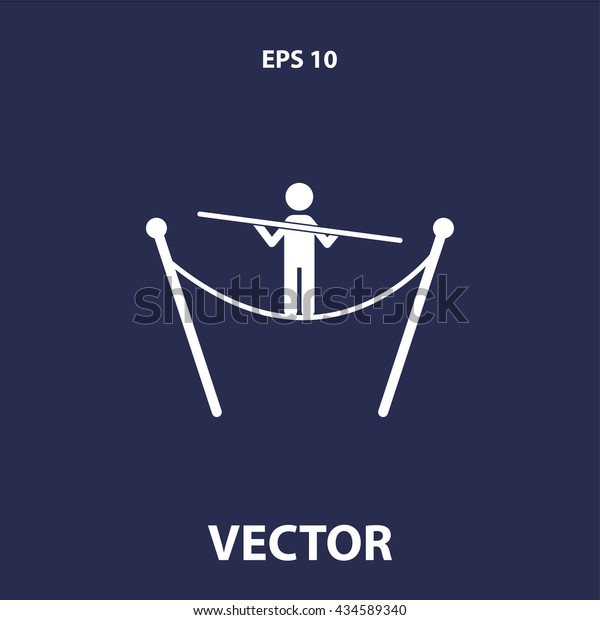 rope walker icon. tightrope
sign