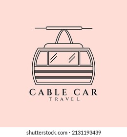 rope way line art logo vector symbol illustration design, transportation in tourist place