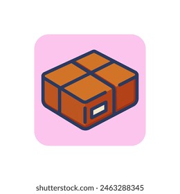 Roped parcel line icon. Post office, box, package outline sign. Delivery service and storage concept. Vector illustration, symbol element for web design and apps