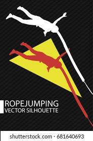 Ropejumping ropejump girl jump with rope from cliff