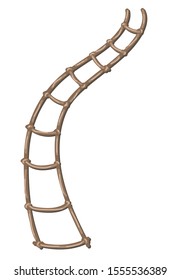 Rope-ladder. Cartoon style, Isolated image on a white background.