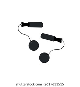 Ropeless jump rope in heart shape in black color isolated on white background. Hand drawn vector illustration in white background. Home fitness training equipment, cardio exercise, weight