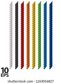 Ropes colored set isolated on white. Realistic vector 3d illustration