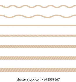 Ropes of different thicknesses. Vector illustration.