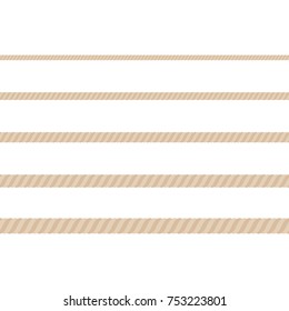 Ropes of different thicknesses. Vector illustration.