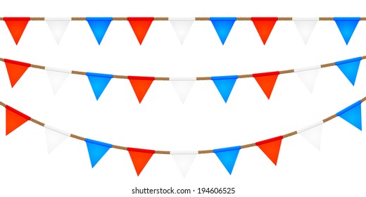 Ropes with flags. Elements for your design. Vector illustration