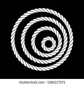 Ropes in the form of circles of different thickness in black and white. Silhouette design. Vector illustration .