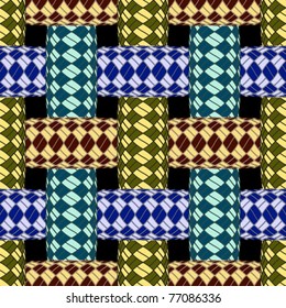 ropes realistic texture, abstract seamless pattern; vector art illustration