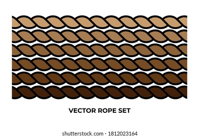 Ropes set. Cartoon vector illustration isolated on white background.