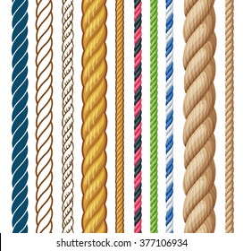 Ropes set. Cartoon vector illustration isolated on white background